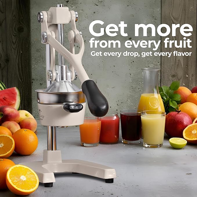 Zulay Kitchen Cast Iron Juicer - Heavy Duty Manual Juicer with Detachable Strainers for Easy Cleaning, Orange Juice Press for Citrus Fruits, Perfect for Bartenders, Juice Lovers & Health Enthusiasts