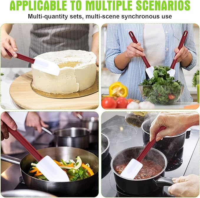 Meekoo 5 Pcs 10 Inch Rubber Spatula, 500℉ High Heat Resistant Spatulas Commercial Food Bpa Free Grade Non Stick Silicone Spatula for Baking Kitchen Cooking Dishwasher Safe