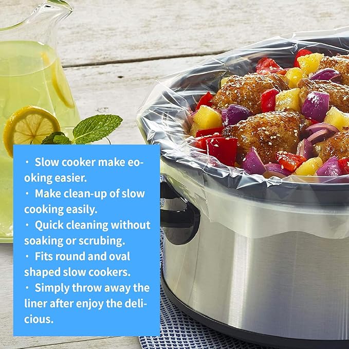 Slow Cooker Liners Small Size Pot Liners Disposable Cooking Bags Fit 1QT to 3QT Suitable for Slow Cooker and Oval & Round Pot (48)