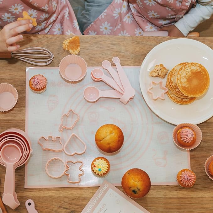 Wooden Baking Set for Kids - A Complete Set of Real Kitchen Utensils Gives Toddlers a Fun Cooking Experience - Durable Safe to Use Tools are Perfect for Gifting to Create Lasting Family Memories