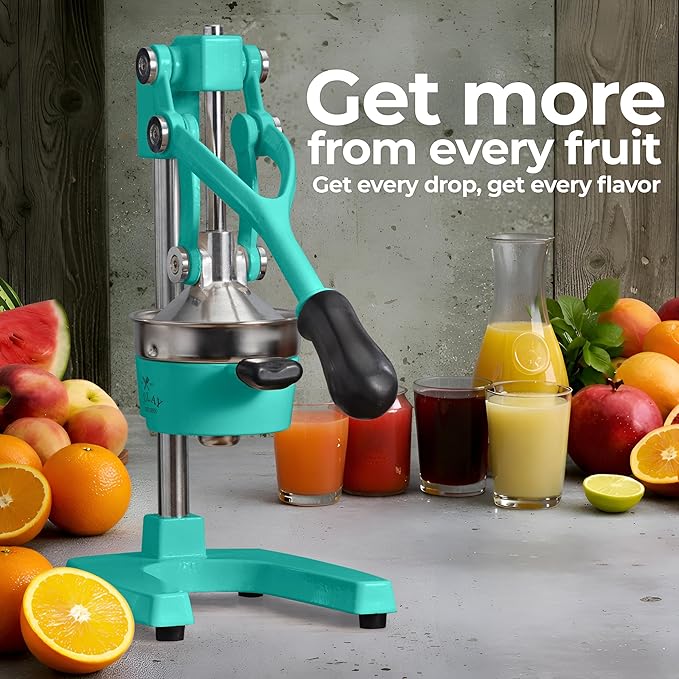 Zulay Kitchen Cast Iron Juicer - Heavy Duty Manual Juicer with Detachable Strainers for Easy Cleaning, Orange Juice Press for Citrus Fruits, Perfect for Bartenders, Juice Lovers & Health Enthusiasts