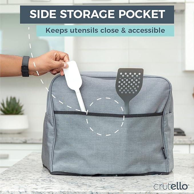 Crutello Convection Toaster Oven Cover with Storage Pockets, Large, Fits Machines Up to 17 x 15 x 14 Inches, Compatible with Cuisinart