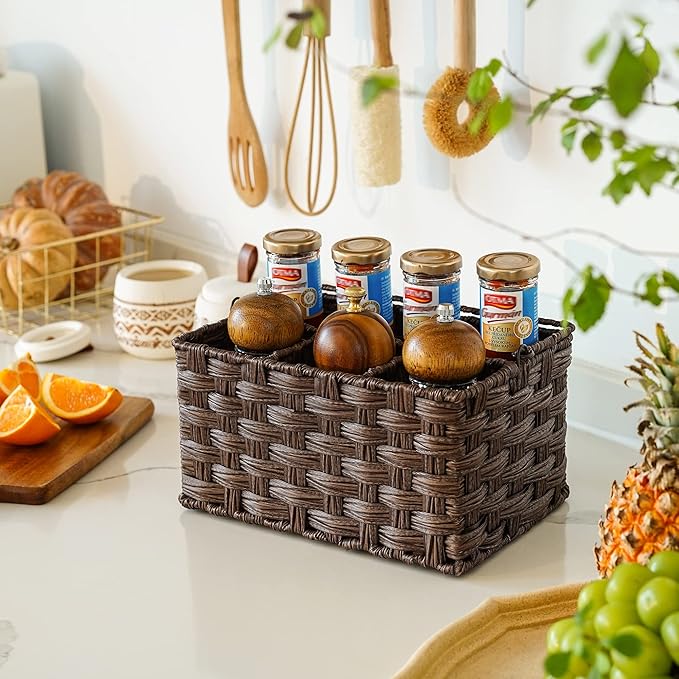 GRANNY SAYS Bundle of 1-Pack Cutlery Caddy & 3-Pack Wicker Storage Baskets