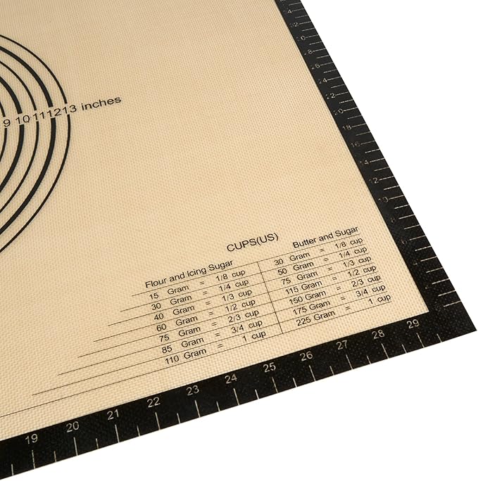 Restaurantware Baking Mat Pack of 1 Non-Stick 23.6"x31.5" Silicone Extra Large Baking Mat, Rectangle Reusable Durable Anti-Slip Sheet with Measurement Markings for Kneading Rolling Shaping Dough