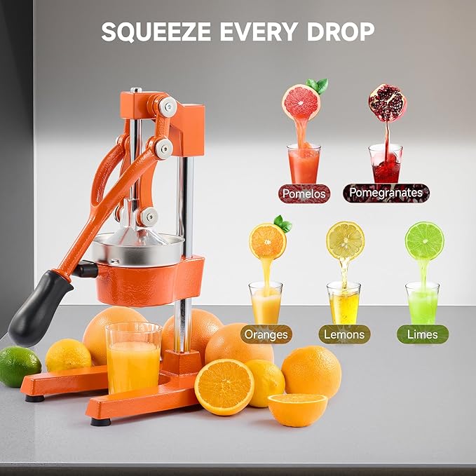 CO-Z Hand Press Juicer Machine, Manual Orange Juicer and Professional Citrus Juicer for Orange Juice Pom Lime Lemon Juice, Commercial Lemon Squeezer, Easy to Clean, Orange
