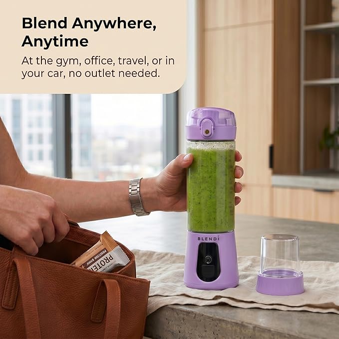 BLENDi Pro+ Portable Blender (17.5oz, Purple) – Powerful Ice Crushing 120W Motor, USB-C Rechargeable, Cordless Personal Blender Smoothies, Shakes & More – BPA-Free, Self-Cleaning, Travel-Friendly