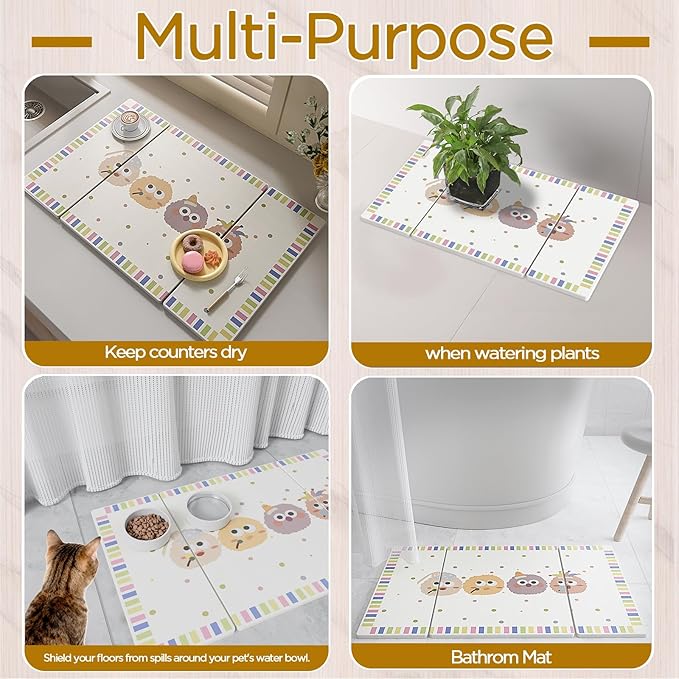 Stone Drying Mat for Kitchen Counter, Large Stone Dish Drying Mat - Diatomite Earth Water Absorbing Drying Stone for Kitchen Counter Mat, Quick Dry Stone Mat Kitchen