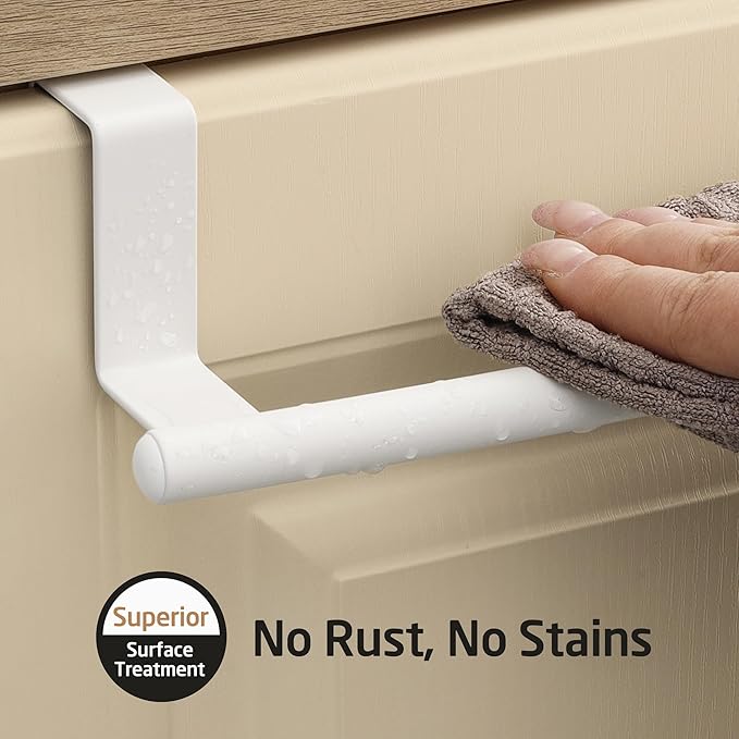 KES Over Cabinet Door Towel Bar Fit 1" Thick, Kitchen Towel Holder, Kitchen Towel Rack, Cabinet Towel Holder Scratchproof, White 2 Pack, KTH500S26-WH-P2