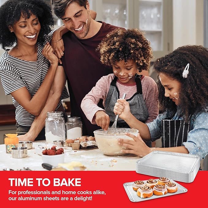 Stock Your Home Aluminum Pans Cookie Sheet Baking Pans (30 Pack) Disposable Foil Trays - Reusable and Durable Nonstick Baking Sheets – Cookie Sheet Pans