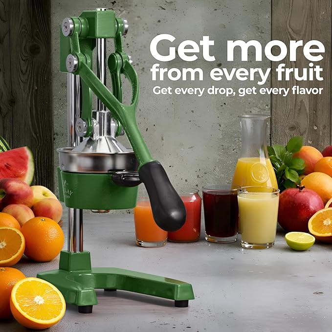 Zulay Kitchen Cast Iron Juicer - Heavy Duty Manual Juicer with Detachable Strainers for Easy Cleaning, Orange Juice Press for Citrus Fruits, Perfect for Bartenders, Juice Lovers & Health Enthusiasts