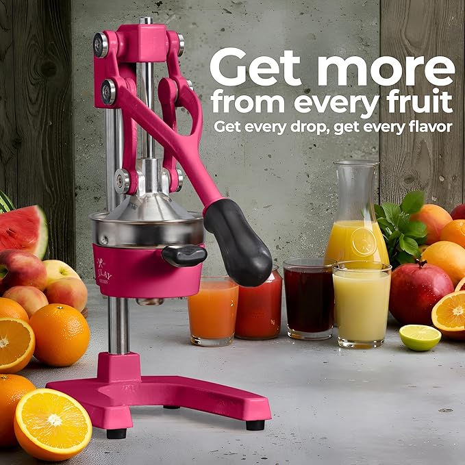 Zulay Kitchen Cast Iron Juicer - Heavy Duty Manual Juicer with Detachable Strainers for Easy Cleaning, Orange Juice Press for Citrus Fruits, Perfect for Bartenders, Juice Lovers & Health Enthusiasts