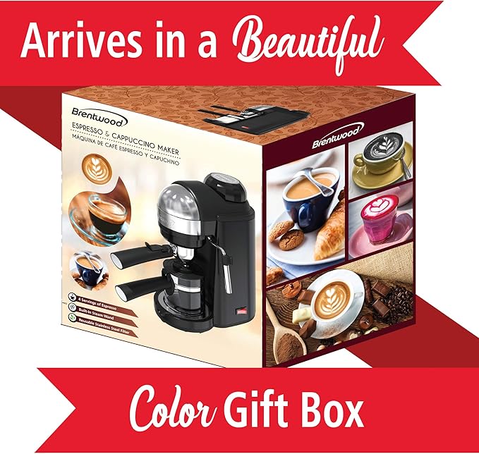 Brentwood GA-135BK Espresso and Cappuccino Maker, 4 Servings, Black