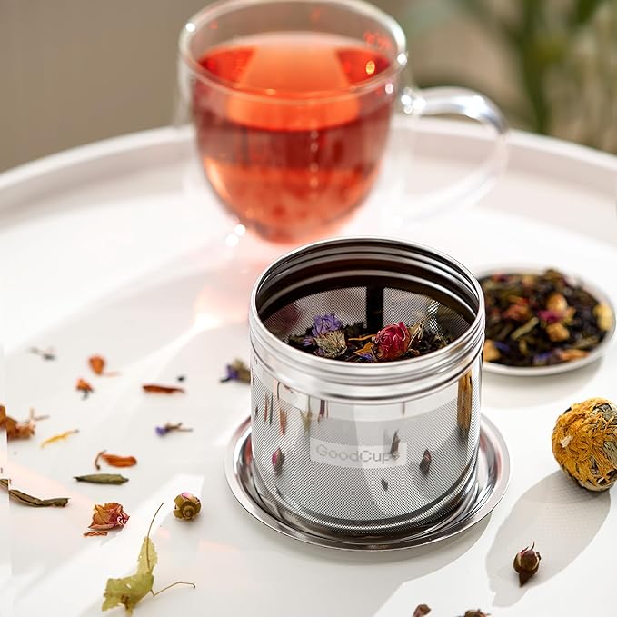 Stainless Steel Tea Infuser for Loose Leaf Tea, Large (2.95” Diameter x 2.85” Height) – Extra Fine Mesh Strainer with Chain Hook & Lid, Reusable Tea Steeper for Mugs, Cups & Teapots