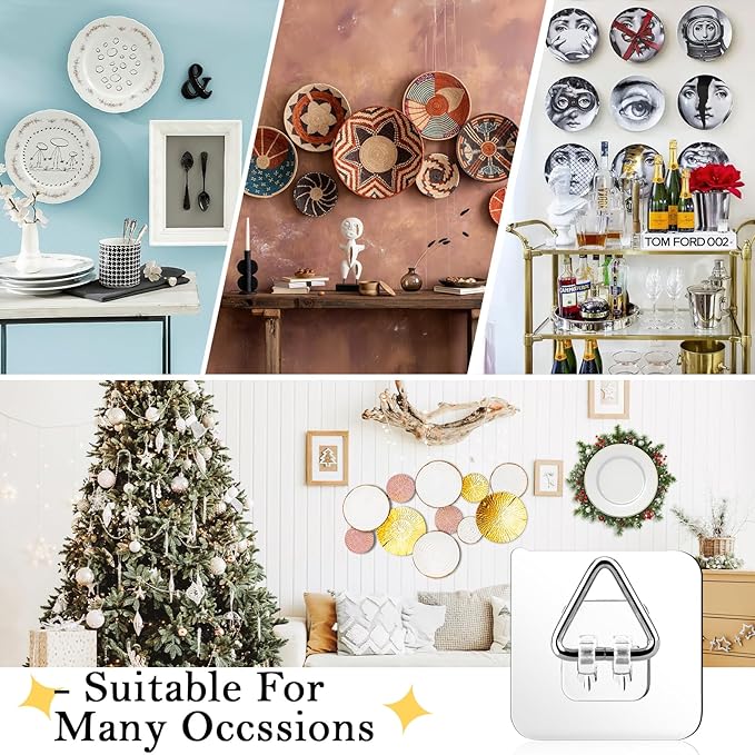 18 Pack Invisible Plate Hangers for The Wall, Vertical Adhesive Wall Plate Hangers for Display, Art, Pictures, Decorative, 2.25 Inch