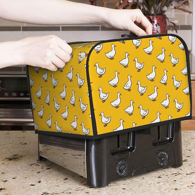 Toaster Cover 4 Slice Yellow Duck Pattern Kitchen Small Appliance Covers with Pockets Dust and Fingerprint Protection
