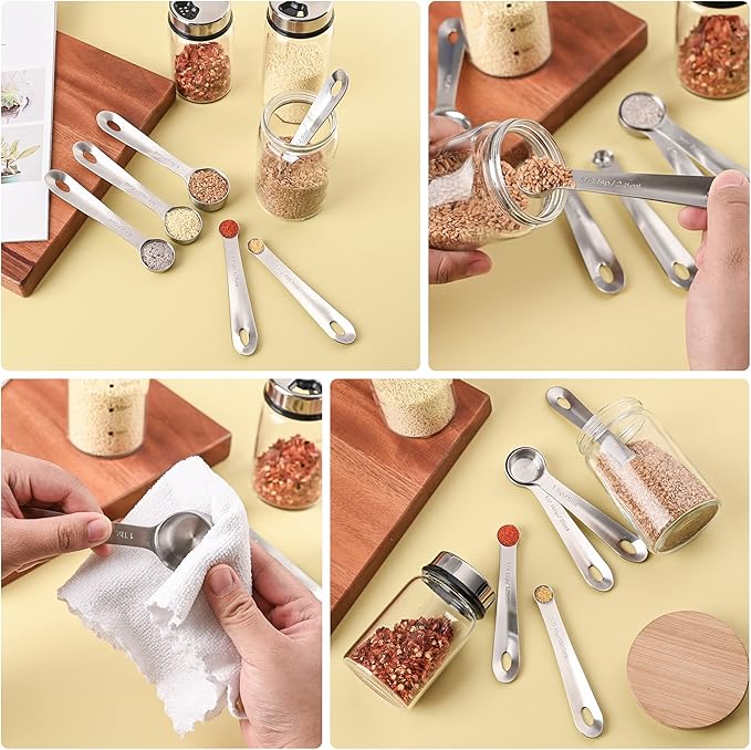 Smithcraft Measuring Cups and Spoons Set, 18/8 Stainless Steel Measuring Cups and Spoons, Metric & US Metal 7 Kitchen Measure Cups & 6 Measuring Spoons, Baking Measuring Tools Set 13