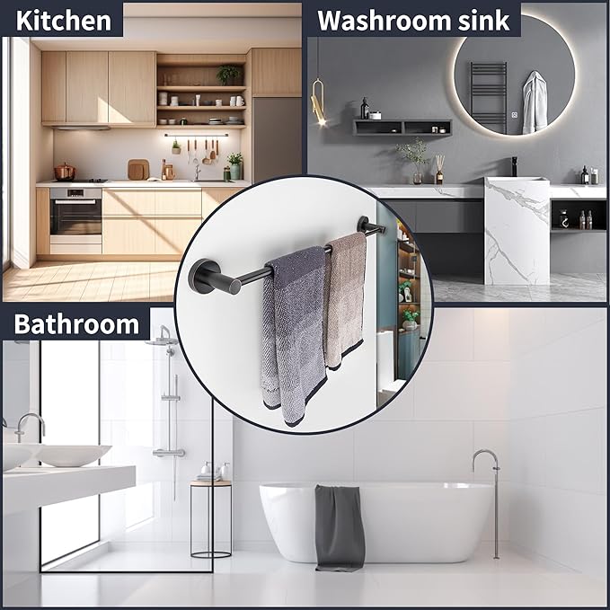 RFOUO Adjustable Towel Bar 12.3-23.1 Inch -Bath Towel Rack with SUS 304 Stainless Steel,Heavy Duty Wall Mounted Towel Bar, Towel Racks for Bathroom Kitchen Brushed Nickel