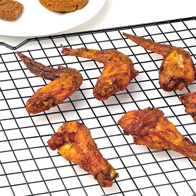 BRIOUT Cooling Rack for Baking, 16x10 Inches Baking Rack, Thick Wire Cookie Rack for Cooking, Roasting, Grilling, Drying, Oven Safe, Fits Half Sheet Pan, Black
