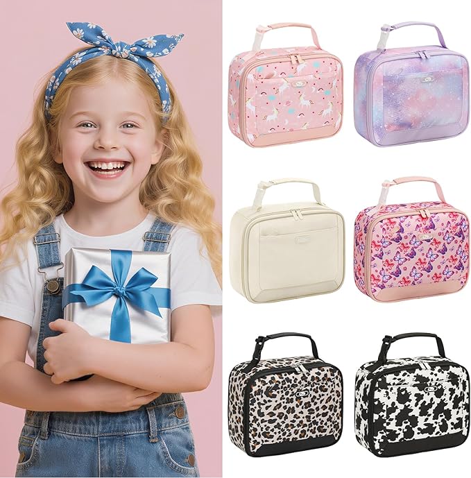 Lunch Box Kids Insulated Lunch Bag for Boys Girls Cute Reusable Lunch Tote Bag Waterproof Portable Thermal Lunch Box Kids for School Picnic Travel Leopard Print