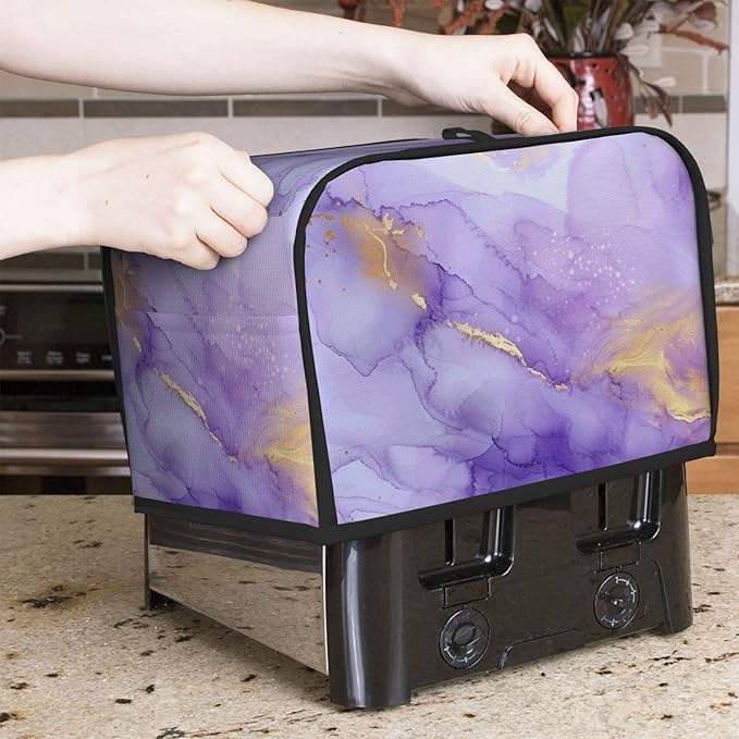 Toaster Cover 2 Slice Pastel Purple Marble Kitchen Small Appliance Covers with Pockets Dust and Fingerprint Protection