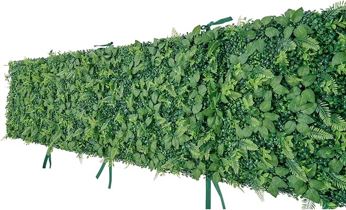 VEVOR Artificial Plant Wall, 4 PCS, Each Panel 2 x 8 ft Artificial Boxwood Panels, Sun Protection Greenery Backdrop Privacy Hedge Fence, Fake Grass Screen for Wedding, Indoor,Outdoor Garden Mixed Leaf