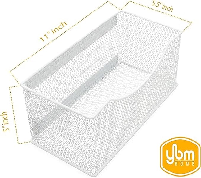 Ybmhome Wire Mesh Magnetic Storage Basket, Trash Caddy, Container, Desk Tray, Office Supply Organizer Silver for Refrigerator/Microwave Oven or Magnetic Surface in Kitchen or Office (8, Large (White))