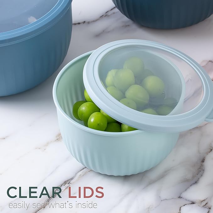 COOK WITH COLOR Prep Bowls with Lids- Wide and Deep Nesting Plastic Small Mixing Bowl Set with Lids, 12 Piece Set - Deep Bowls, Multicolor