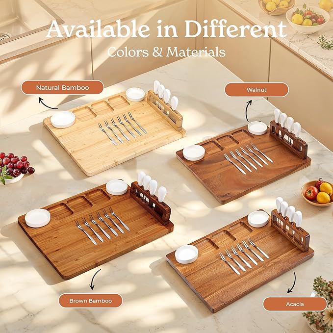 SMIRLY Charcuterie Boards Set, Large Cheese Board Set, Natural Bamboo Charcuterie Tray Cheese Platter with Accessories - Housewarming Gifts New Home, Wedding & Bridal Shower Gifts for Women, Couples