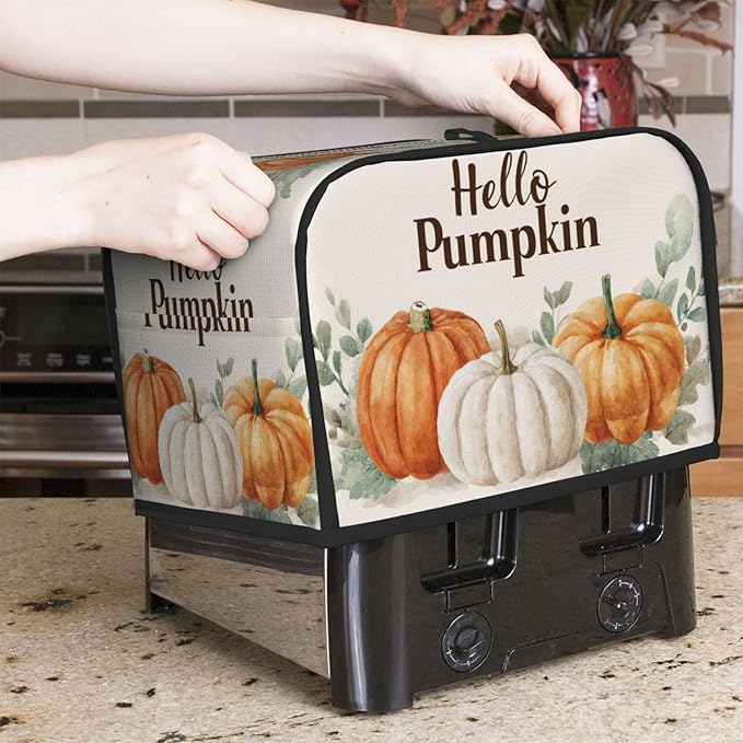 Toaster Cover 2 Slice Pumpkin Thanksgiving Fall Autumn Kitchen Small Appliance Covers with Pockets Dust and Fingerprint Protection