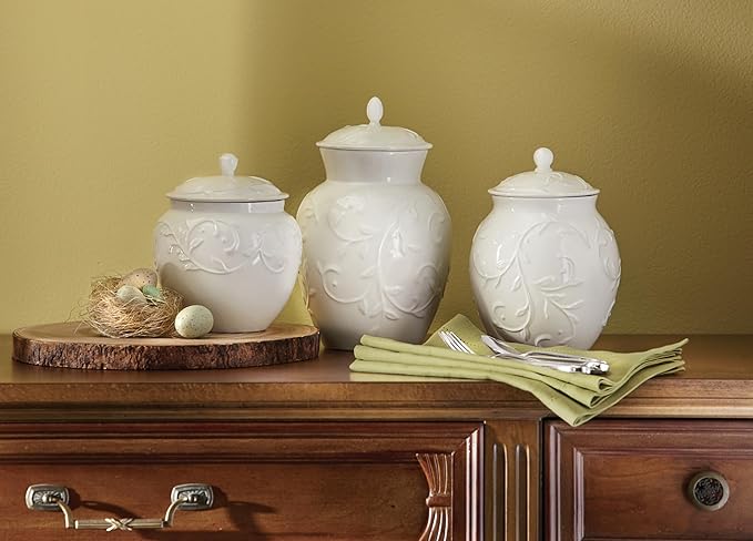 Lenox 826014 Opal Innocence Carved 3-Piece Canister Set