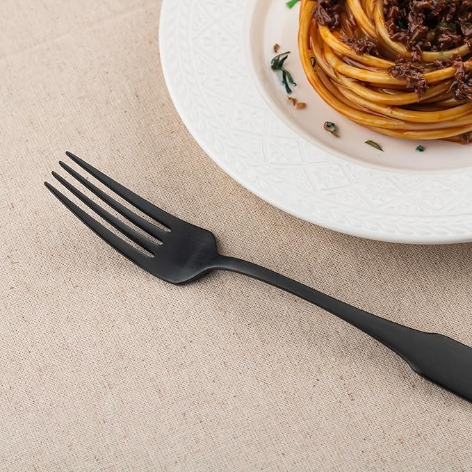 Alata Kate Black Satin 20-Piece Silverware Set, Service for 4, Stainless Steel Flatware Set, Matte Polished Cutlery Set, Dishwasher Safe