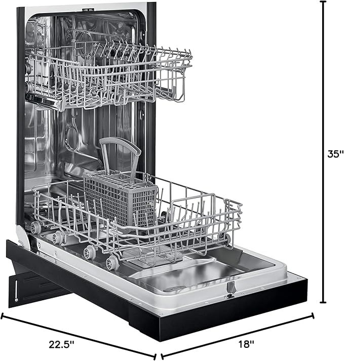 Frigidaire 18 in. ADA Compact Front Control Dishwasher in Black with Dual Spray Arms, 52 dBA, includes room-of-choice delivery