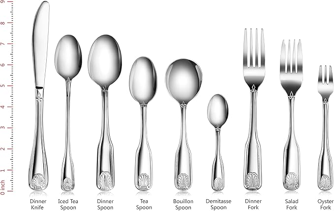 New Star Foodservice 58406 Shell Pattern, 18/0 Stainless Steel, Bouillon Spoon, 6.4-Inch, Set of 12