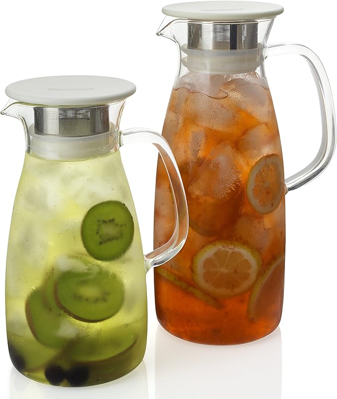 FORLIFE Mist Glass Ice Tea Jug , 50-Ounce, White