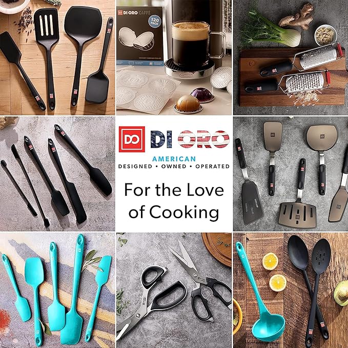DI ORO Silicone Jar Spatulas for Scraping - Rubber Spatulas Silicone Heat Resistant - Kitchen Spatulas Nonstick Cookware Safe - Silicone Utensil Set for Blenders, Mixing, Baking, & Makeup (5pc, Teal)