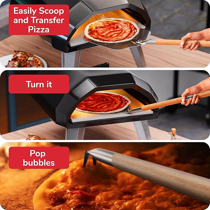 Senwosa Premium Pizza Oven Accessories Kit - 6-Piece Set for Home Pizza Making: Includes Pizza Peel, Oven Brush, Bubble Popper Turner, Rocker Cutter, Dough Roller & Scraper