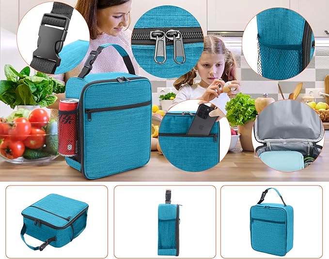 ZM-YOUTOO Lunch Box for Men - Reusable Lunch Bag Men Adult Women- Insulated Small LunchBox (Azure)