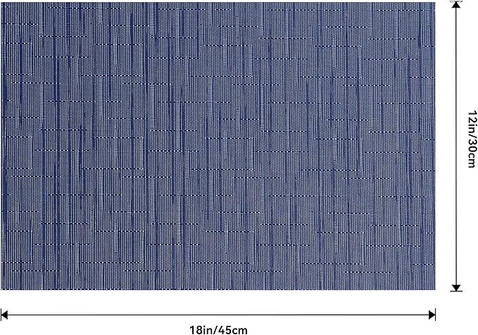 Leetaltree Blue Placemats Set of 4 - Heat Resistant Non-Slip Place mats for Dining Table, Washable Durable PVC Vinyl Woven Table Mats(Blue, 4)