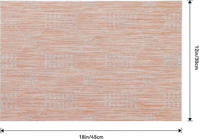 Leetaltree Coral Placemats Set of 4 - Heat Resistant Non-Slip Place mats for Dining Table, Washable Durable PVC Vinyl Woven Table Mats(Coral, 4)