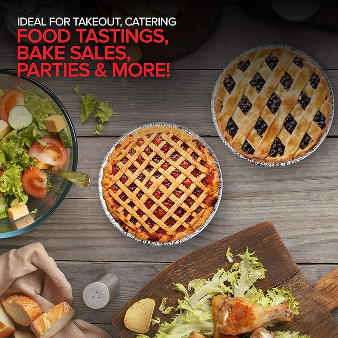 Stock Your Home 6 Inch Aluminum Foil Pie Pans (50 Count) – Disposable & Recyclable Mini Tins for Bakeries, Cafes, Restaurants – Durable Pans for Baking, Fruit Tarts, and Quiche
