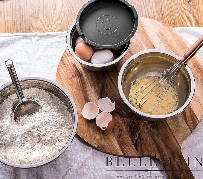 Bellemain Stainless Steel Non-Slip Mixing Bowls with Lids (4-Piece Set)