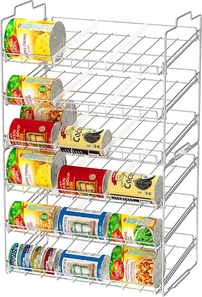 Deco Brothers Stackable Can Rack Organizer for Kitchen and Pantry, Holds Upto 36 Cans, Chrome Finish