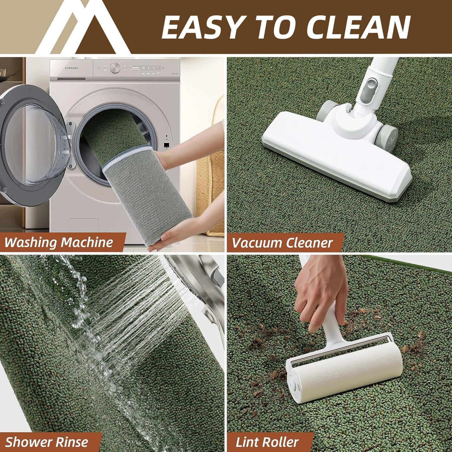 COSY HOMEER Kitchen Rugs 20"x32" Non-Slip Kitchen Mats for Floor Absorbent Stain Resistant Kitchen Floor Mat Machine Washable Rugs for Kitchen,Hallway,Sink,Green