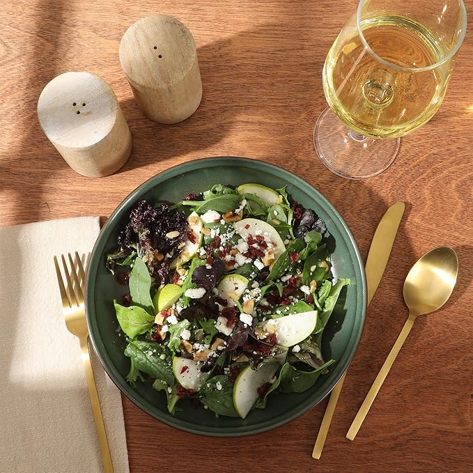 Gibson Elite Beckett 4-Piece Multi-Color 9 Inch Dinner Plate Bowl Set – Reactive Glaze Stoneware – Shallow Serving Pasta Bowls (Blate) – Wide-Rim Round Design – Microwave & Dishwasher Safe