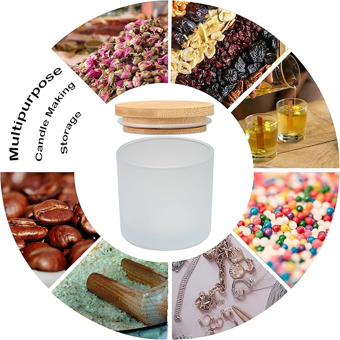 MILIVIXAY 20 Pack 4 OZ Frosted White Glass Candle Jars with Lids and Candle Making Kits - Bulk Small Empty Candle Jars for Making Candles - Spice, Powder Containers.