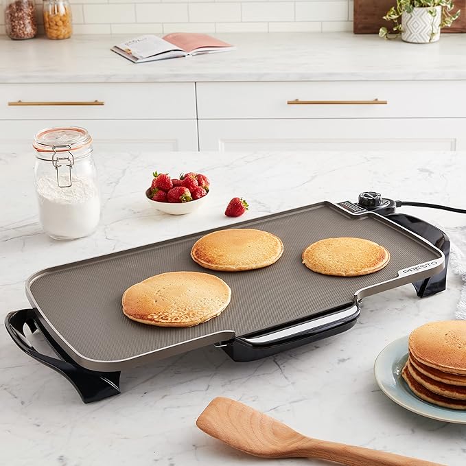 Presto 07062-22-Inch Ceramic Removable Handles Electric Griddle, Grey Ceramic