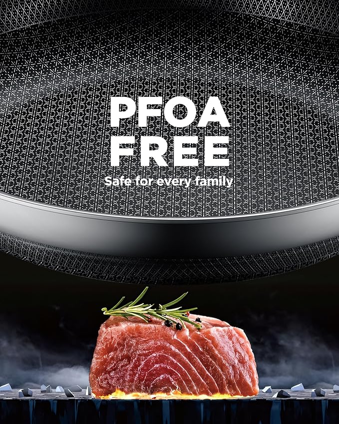 Non Stick Frying Pans with 2 Lids, 8+10+12 inch, Hybrid Frying Pans Set Nonstick,Skillets Stainless Steel Upgrade, Dishwasher & Oven-Safe, Induction Compatible Cooking Pan, PFOA Free Cookware
