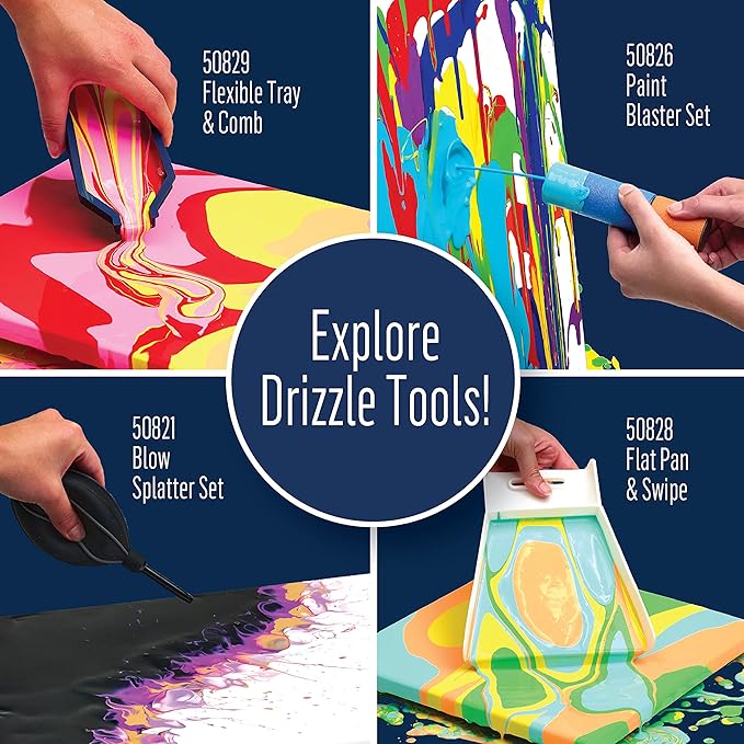 FolkArt Drizzle Flexible Paint Tray and Comb Set, Durable Silicone Tools Perfect for DIY Paint Pouring Arts and Crafts Projects, 50829