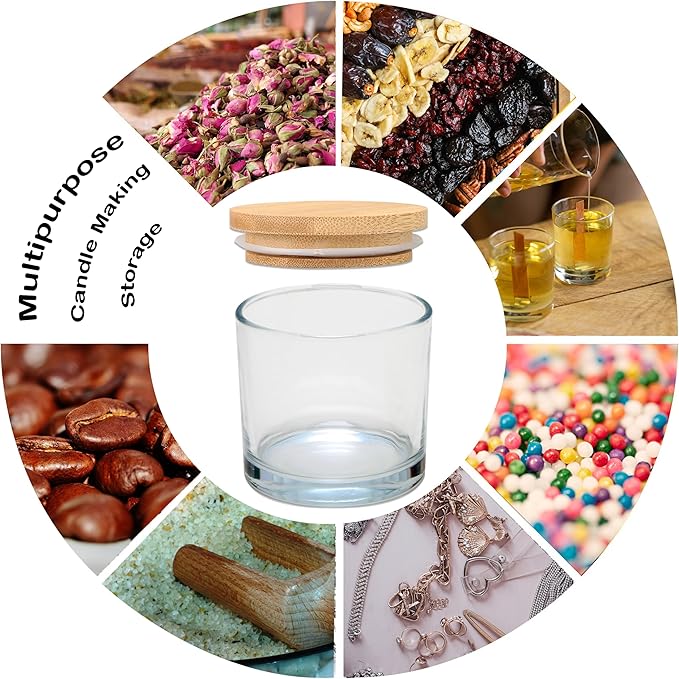 MILIVIXAY 20 Pack 4 OZ Clear Glass Candle Jars with Lids and Candle Making Kits - Bulk Small Empty Candle Jars for Making Candles - Spice, Powder Containers.