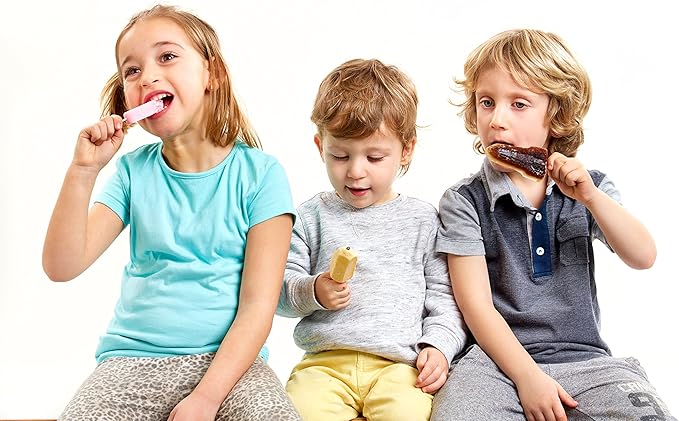 Lékué Set of 4 Iconic Popsicle & Ice Cream Molds + Sticks & Lids | Fun Shape Homemade Freezer Ice Pops | Flexible Platinum Silicone for Easy Fill & Unmold | Reusable & Dishwasher Safe| Multicolor